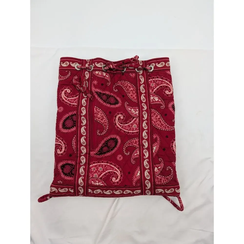 Vera Bradley Retired Mesa Red Pattern Drawstring Backback Bandana Print Festival